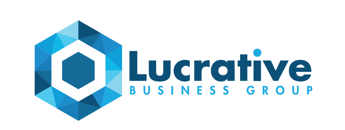 Lucrative Business Group hexagonal cyan-and-navy logomark